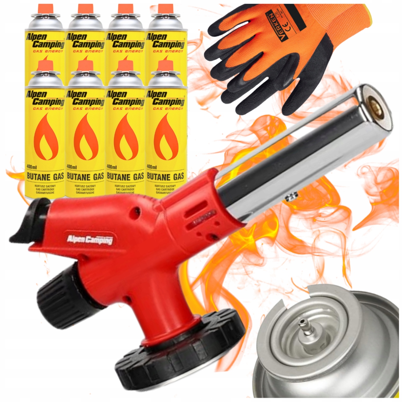 0ab5f27536152a493aa52db4f9c5f03b.jpg Zestaw Palnik Gazowy Etna 8x Kartusz Gaz Alpen Camping Rękawice Gratis - obrazek 1