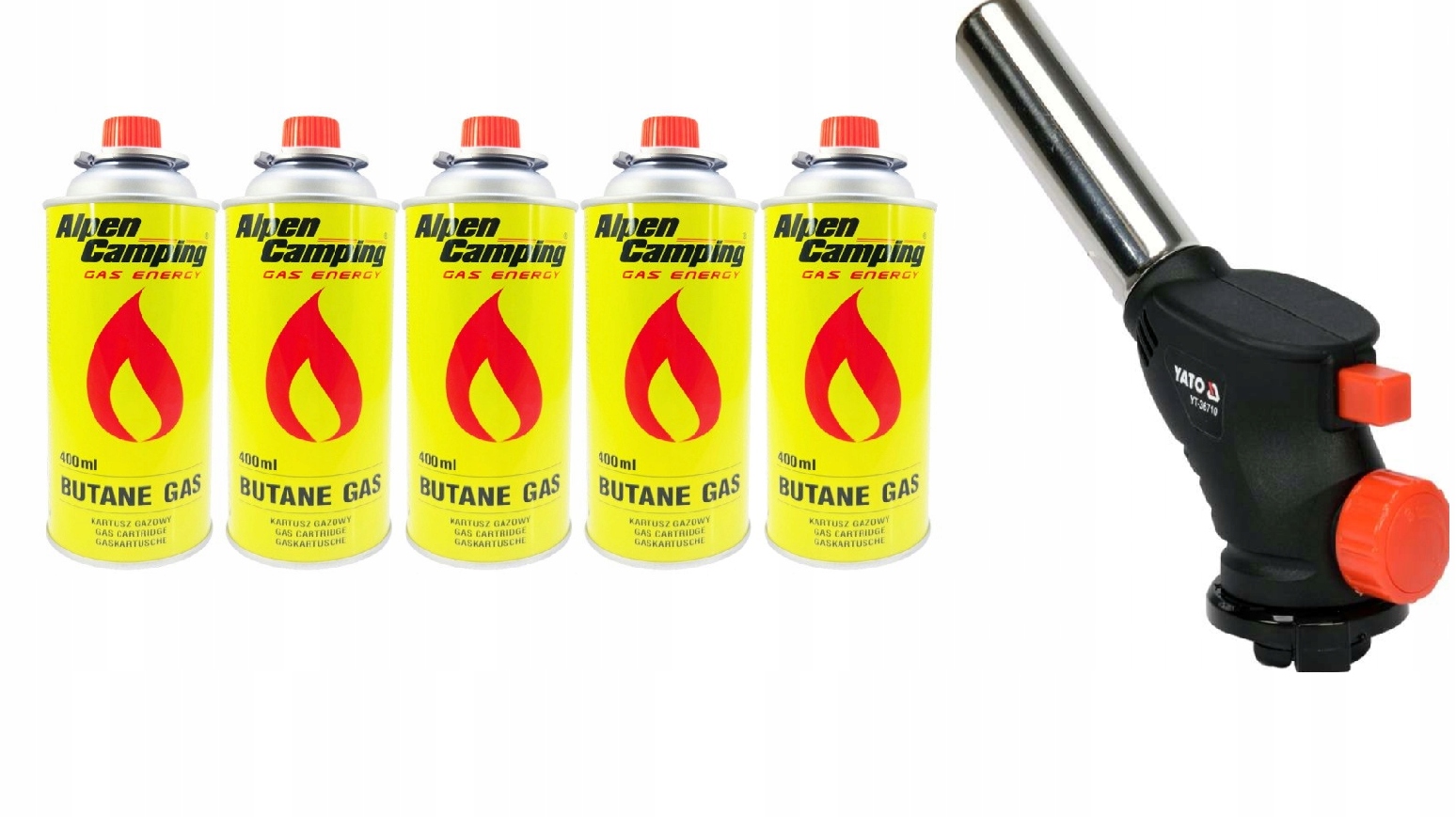 19a98d8f21db45fdb2072cd05d2169c8.jpg ZESTAW YATO PALNIK GAZOWY DO LUTOWANIA 360 Z PIEZO ++ 5 x GAZ ALPEN CAMPING - obrazek 1