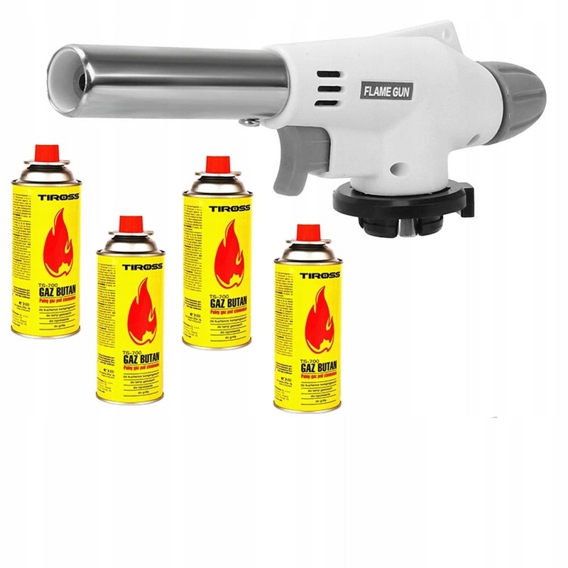 1c3fbb94e61578f595ba84057cb86245.jpg PALNIK GAZOWY FLAME GUN BIAŁY CERAMICZNY Z PIEZOZAPALARKA ++ 4 x GAZ TIROSS - obrazek 1