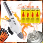 Palnik Gazowy FLAME GUN 920 Ceramiczny Piezo 4x Kartusz Tiross Rękawice - obrazek 2