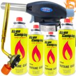 Palnik NIEBIESKI + Palnik CIENKI + 4 x Gaz Alpen Camping Kartusz 227g 400ml