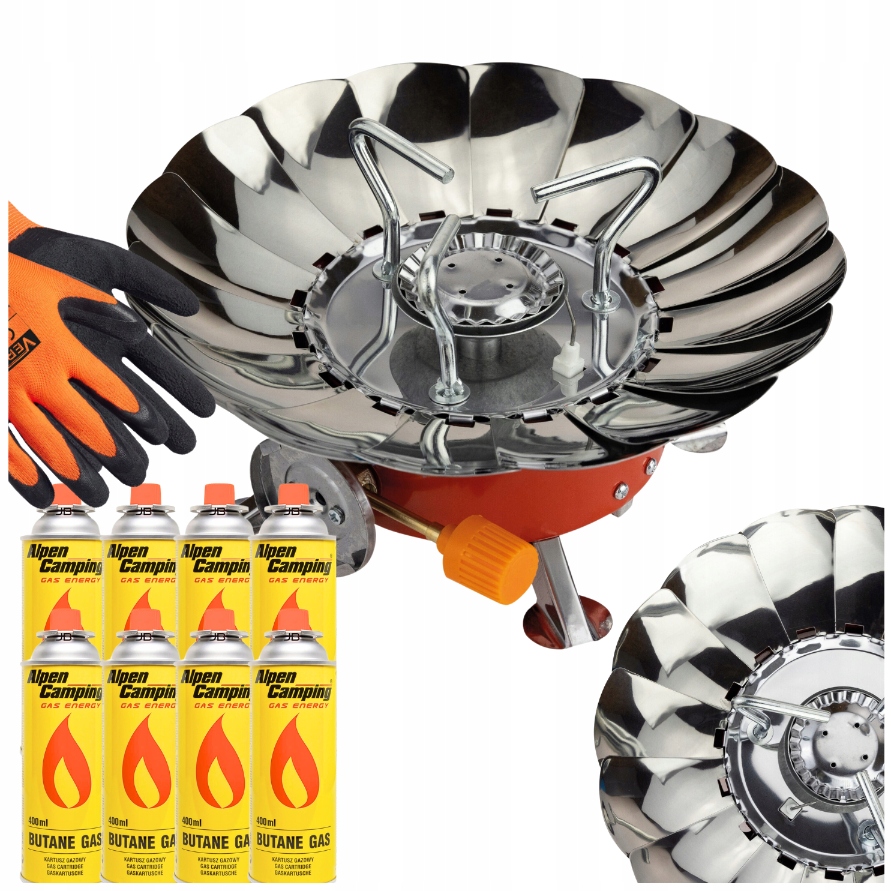 2273cfdc0998128babaf42747264ba9f.jpg Kuchenka Turystyczna Mini z Osłoną 8x Kartusz Alpen Camping Rękawice Gratis - obrazek 1