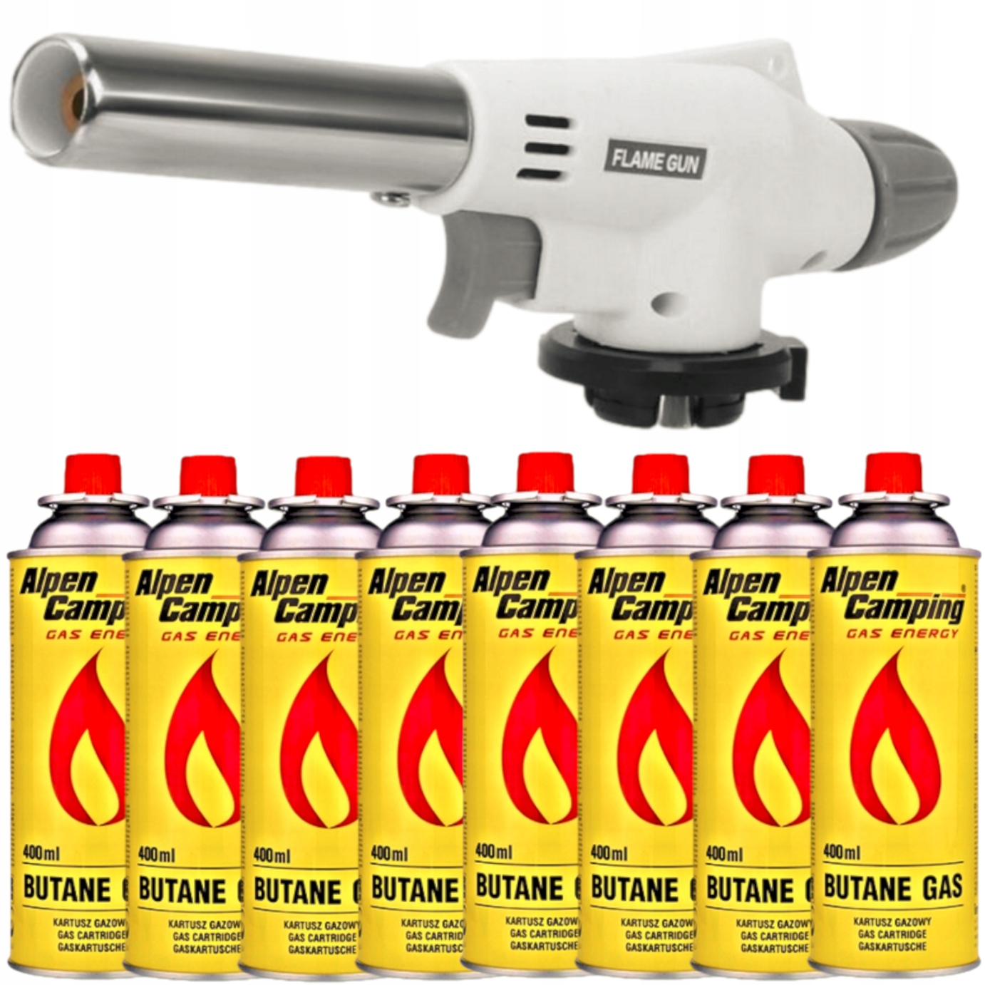 2814ab9d3a3d300c5d8462a51c9d6cd3.jpg PALNIK GAZOWY KARTUSZ CERAMICZNY BIAY FLAME GUN + 8x GAZ ALPEN CAMPING - obrazek 1