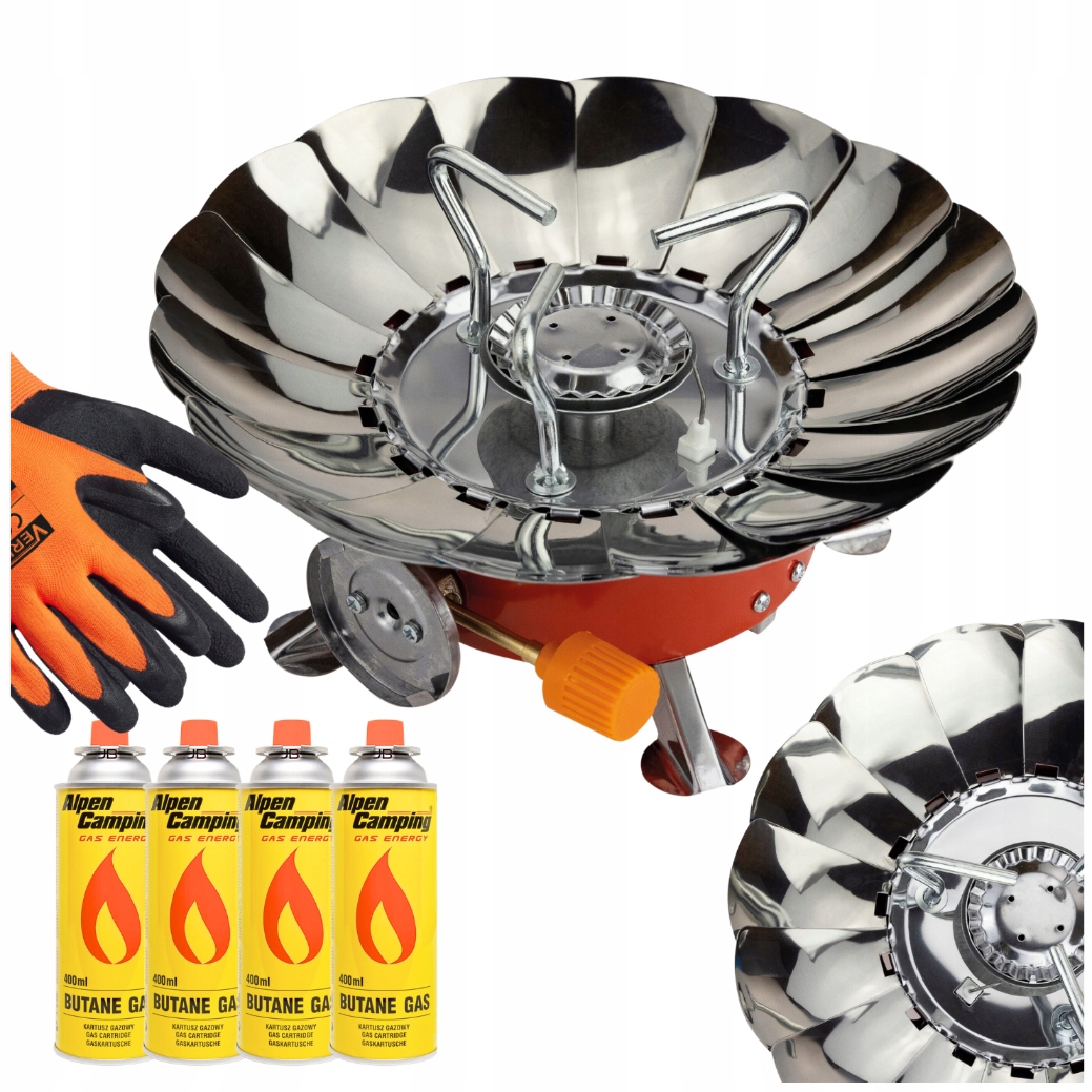 355323864a70b3cbc172957f64cae9f4.jpg Kuchenka Turystyczna Mini z Osłoną 4x Kartusz Alpen Camping Rękawice Gratis - obrazek 1