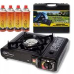 Kuchenka Turystyczna Elico Camp BDZ 155B czarna 2200 W + 4x Gaz Kartusz Gaz