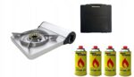 Kuchenka Turystyczna Srebrna z Walizka+ 4 x GAZ ALPEN CAMPING 400ml