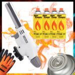 Palnik Gazowy FLAME GUN 920 Ceramiczny Piezo 4 Kartusz Alpen Rękawice Bialy - obrazek 2