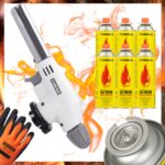 Palnik Gazowy FLAME GUN 920 Ceramiczny Piezo 6x Kartusz Tiross Rękawiczki - obrazek 2