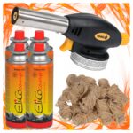 Palnik Gazowy Piezo Vorel+ 4x Kartusze Gaz Elico+ 10 szt Ekopodpałka
