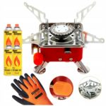 Kuchenka Gazowa Turystyczna Mini +4x Kartusz Alpen Camping +Rękawice Gratis