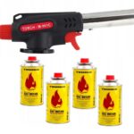 PALNIK GAZOWY 360° TORCH M-691C CZARNO CZERWONY WIELOZADANIOWY + GAZ TIROSS