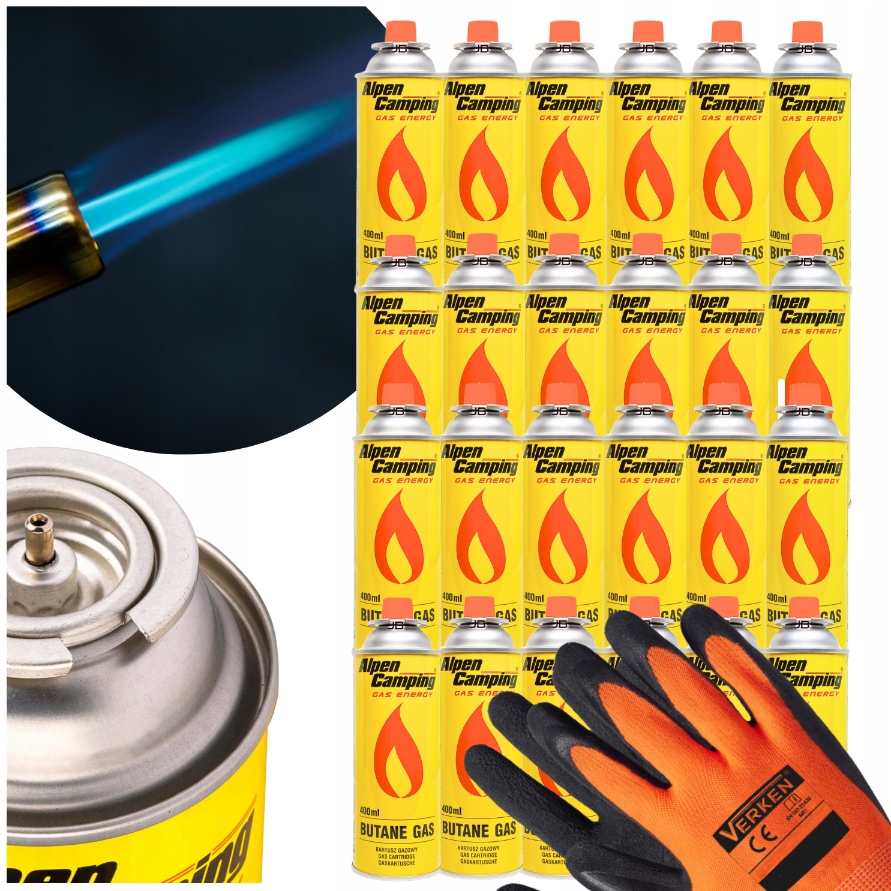 7bd58ccbb35ac6f078f72cb3306e6e07.jpg ZESTAW 24 SZTUK KARTUSZE ALPEN CAMPING GAZ 400ml + RĘKAWICE VERKEN GRATIS - obrazek 1