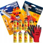 PALNIKI OLYMP i VULCANO ALPEN CAMPING + 8x KARTUSZE GAZ 400ML + RĘKAWICE