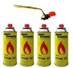 PALNIK MOSIĘŻNY CIENKI ZŁOTY GAZOWY ZŁOTY + 4x Kartusze Alpen Camping 400ml