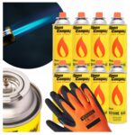 ZESTAW 8 SZTUK KARTUSZE ALPEN CAMPING GAZ 400ml + RĘKAWICE VERKEN GRATIS