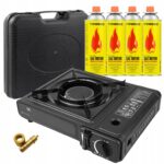 Turystyczna Gazowa Ceramiczna 2w1 Reduktor + 4 x Kartusz Tiross Gaz Camping