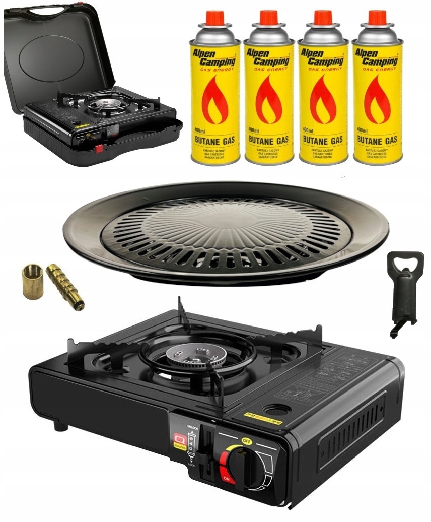 ab31b5222dd4307543e208883916ef32.jpg KUCHENKA TURYSTYCZNA GAZOWA WIELOFUNKCYJNA +4 KARTUSZE GAZ + GRILL NAKŁADKA - obrazek 1