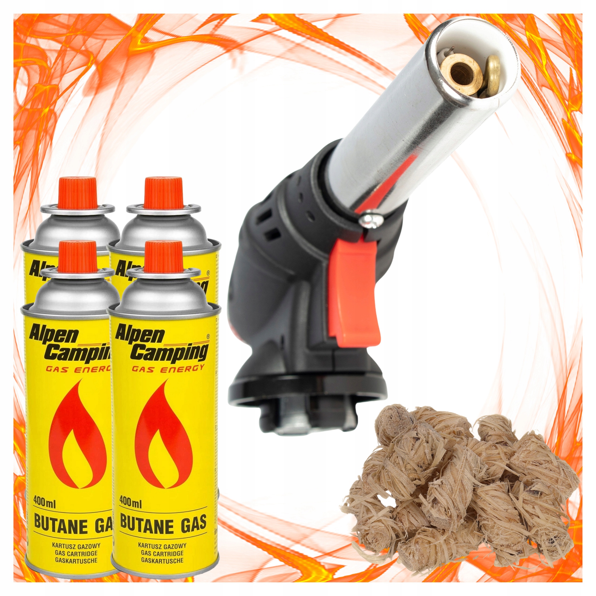 b00c3e6c19cb96a912f6f06d3941bb12.jpg Palnik Gazowy Tiross TS706 Piezo + 4x Gaz Alpen + 10 szt Ekopodpałka - obrazek 1