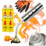 Zestaw Palnik Gazowy Dekarski 360° + 4x Kartusz Gaz Tiross +Rękawice Gratis