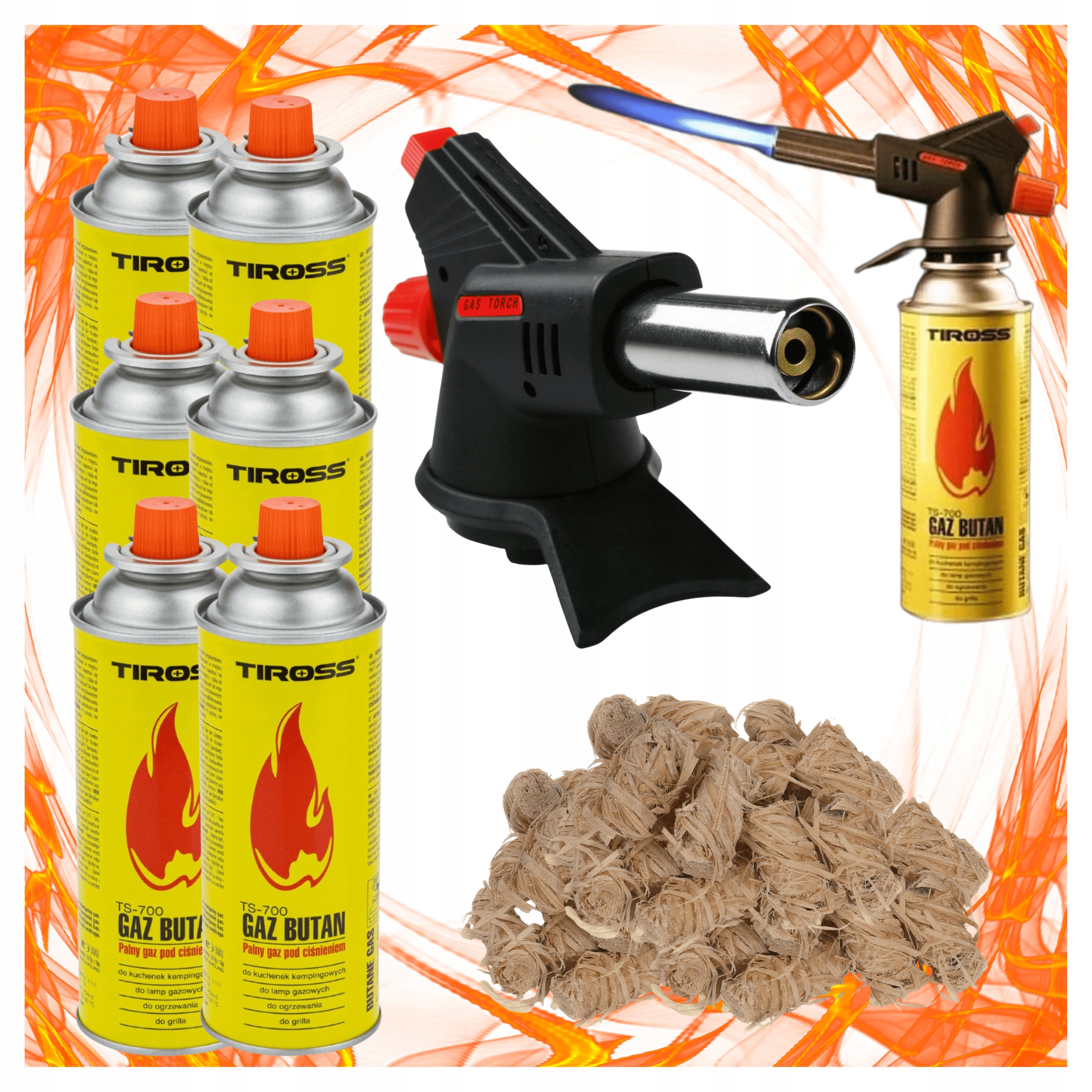 b91145b3df6c18d3937da6c4ad1784a8.jpg Palnik Gazowy Tiross TS705 Piezo + 6x Gaz Tiross + 20 szt Ekopodpałka - obrazek 1