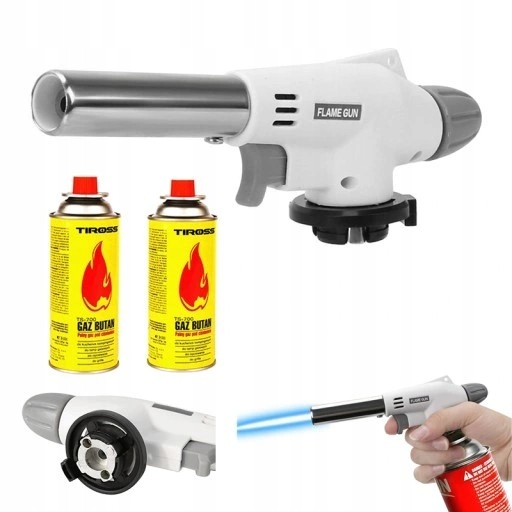 c4beba557f3aa91f063e255884ce4a51.jpg PALNIK GAZOWY CERAMICZNY KARTUSZ LUTLAMPA FLAME GUN BIAŁY + 2x GAZY TIROSS - obrazek 1