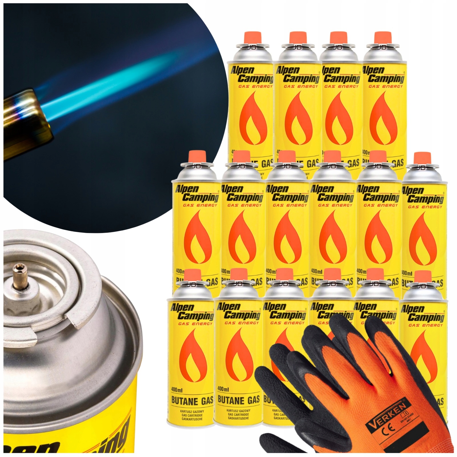 d0263b617ebcac9b4e5f973c666b2632.jpg ZESTAW 16 SZTUK KARTUSZE ALPEN CAMPING GAZ 400ml + RĘKAWICE VERKEN GRATIS - obrazek 1