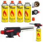 1xPalnik gazowy na Kartusze Torch Czarno - Czerwony M-961C + 4 x GAZY ALPEN