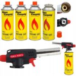 1xPalnik gazowy na Kartusze Torch Czarno - Czerwony M-961C + 4 x GAZY ALPEN