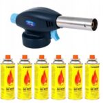 PALNIK GAZOWY PIEZOZAPALARKA NIEBIESKI FLAME GUN 915 + 6x GAZ TIROSS 400 ml