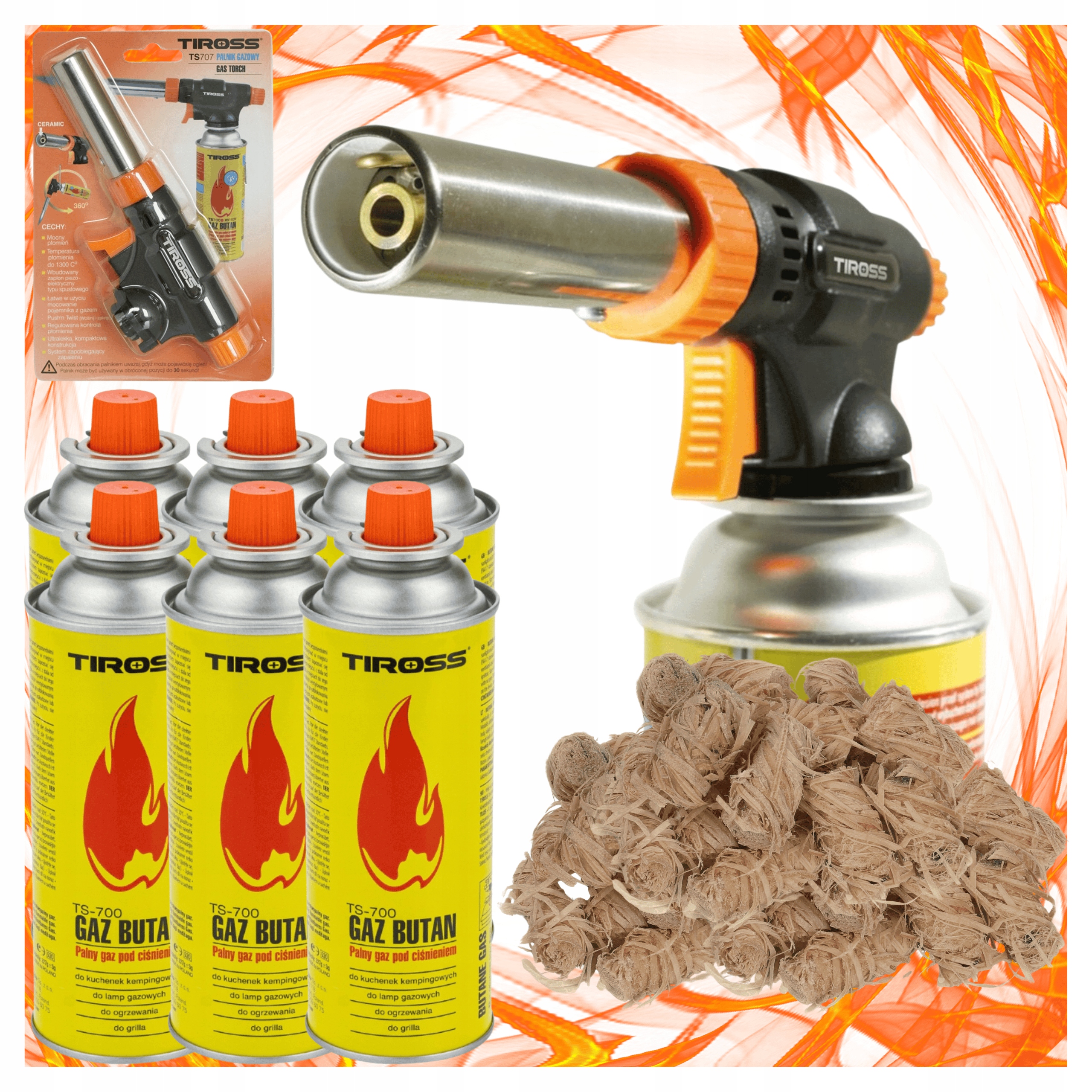 de26539315f90cb61ca23b0635a39ddf.jpg Palnik Gazowy Tiross TS707 Piezo + 6x Gaz Tiross + 20 szt Ekopodpałka - obrazek 1