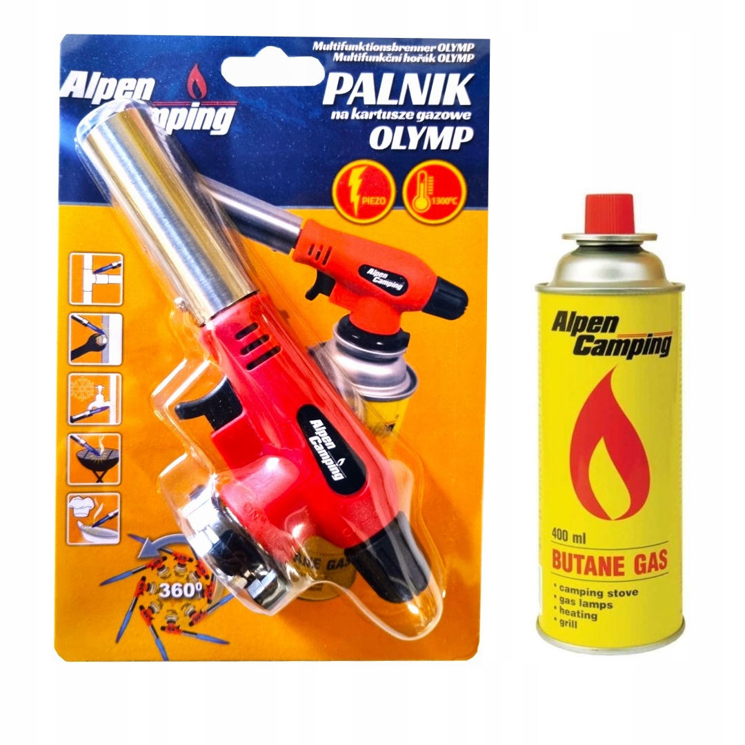 e42ea7c402c7b850c18ddd6ba92b7125.jpg Mocny palnik gazowy na Kartusze ALPEN CAMPING 1300W OLYMP +1 KARTUSZ 400ML - obrazek 1