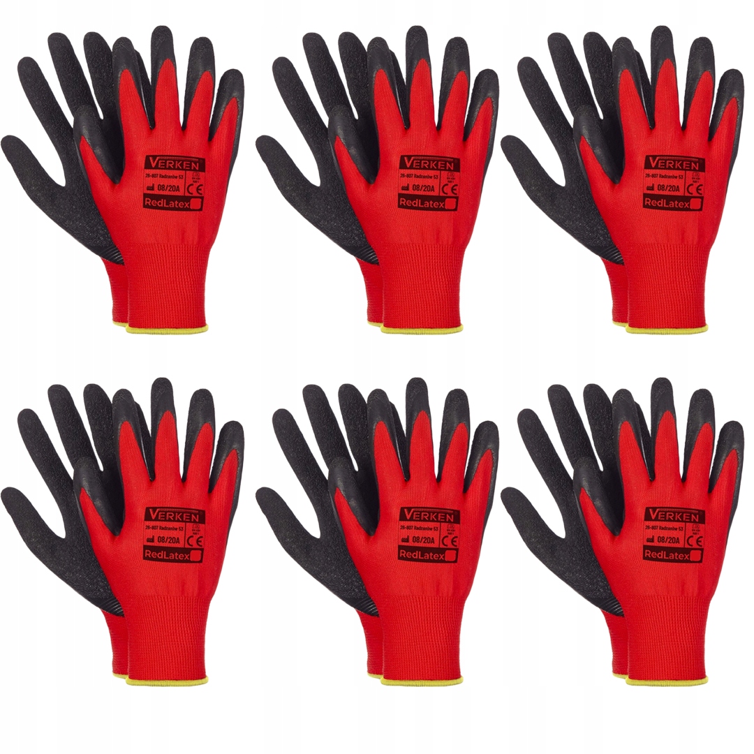 e5b763efda46c03e9e429b5c084b7ee5.jpg RĘKAWICE ROBOCZE REDLATEX FIRMY VERKEN RĘKAWICZKI MOCNE BHP rozmiar 7 -6par - obrazek 1