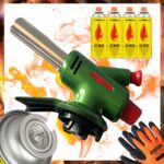 Palnik Gazowy Zielony TORCH Z Osłonką 4x Kartusz Gaz Tiross Rękawice Gratis - obrazek 2