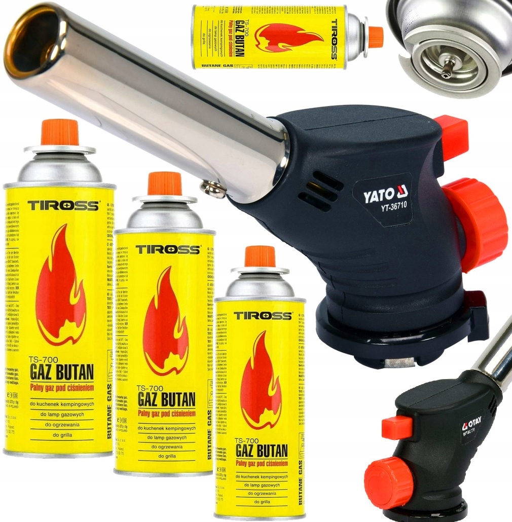 f3072ced591c727164d8ce15aef7ce30.jpg YATO PALNIK GAZOWY PIEZO 360° ZŁĄCZE EN417 + 4 KARTUSZE GAZOWE 400ML ZESTAW - obrazek 1