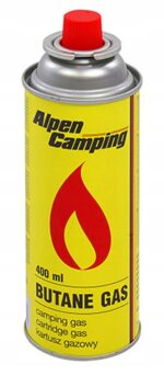 MARKOWY KARTUSZ GAZOWY ALPEN CAMPING DO KUCHENKI PALNIKA 400ml - 10 sztuk - obrazek 4