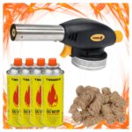 Palnik Gazowy Piezo Vorel+ 4x Kartusze Gaz Tiross + 10 szt Ekopodpałka