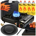 Kuchenka Gazowa Turystyczna 2w1 + 4x Gaz Alpen +Nakładka Grillowa +Rękawice